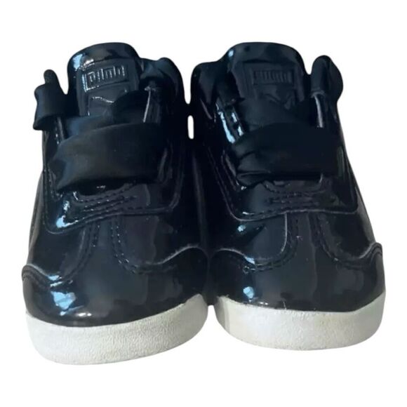 Puma Roma Toddler Black Patent Leather Shoes Size 8C Low-Top Lace Up Sneakers - Picture 3 of 12